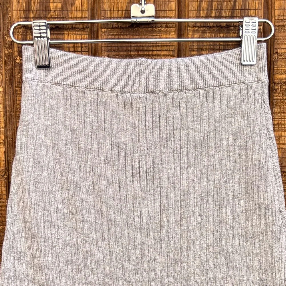 Free People Skyline Gray Ribbed Knit Split Skirt